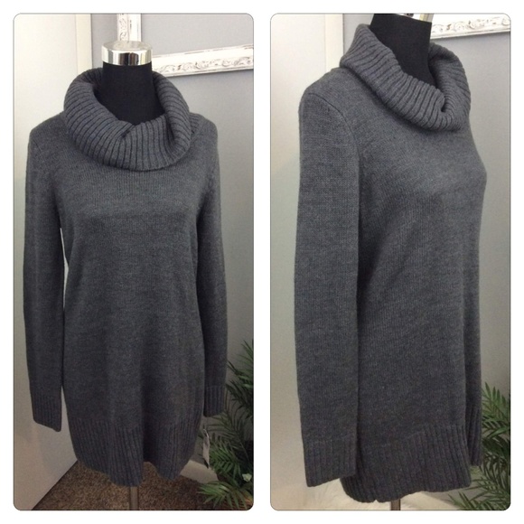 AB Studio Sweaters - NWT Long Charcoal Gray Long Cow Neck Sweater L